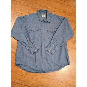 Vintage Ruddock Shirt Men’s Large Light Fade Blue Denim Pearl Snap Western
